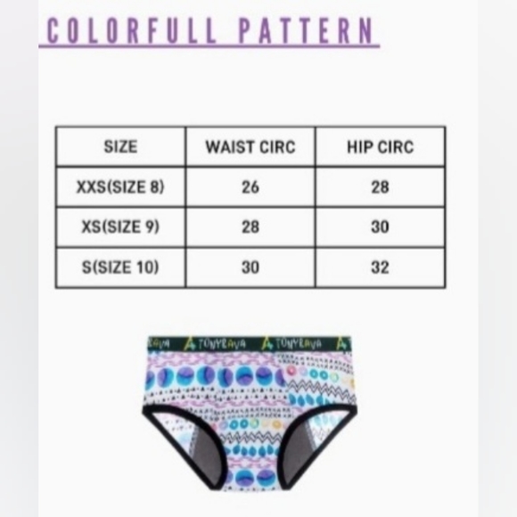 Tony & Ava Incontinence Panties Tween Bikini Briefs Pull Ups 2-Pack Size S - Picture 9 of 9